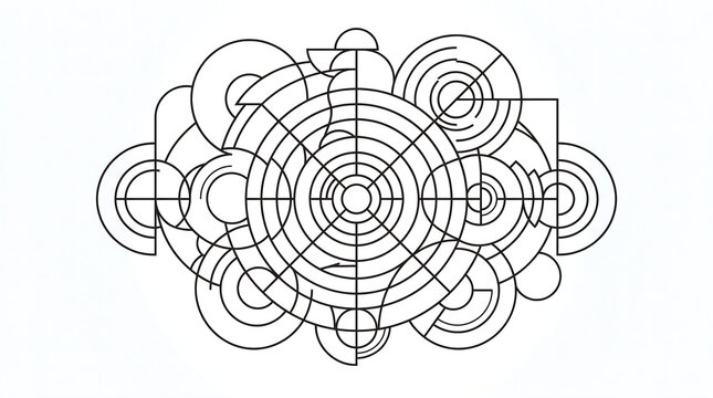 Abstract circular geometric technical design with concentric circles