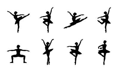 Ballet Dancer Silhouettes Collection: Graceful Poses, Elegant Movement, Performance Art, Vector Set © Khorshed