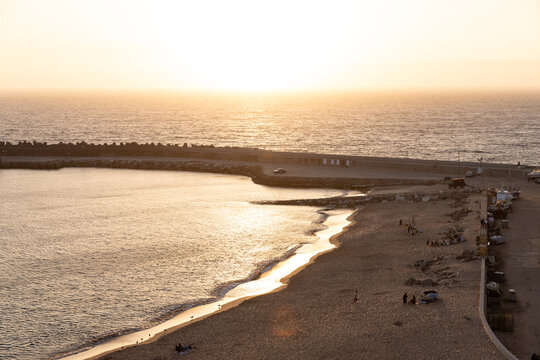 golden hour minimal textural shot of bay meets ocean in Ericeira, Portugal