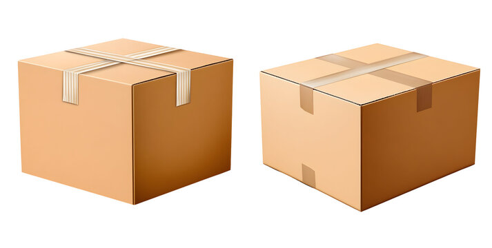 Blank brown cardboard delivery boxes sealed with tape