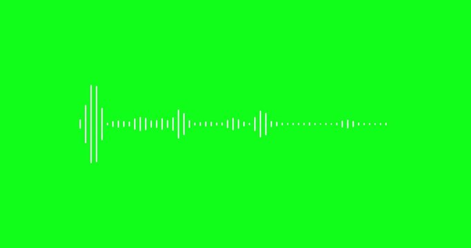 Realistic audio spectrum visualizer, Audio waveform visualizer animation, white sound wave frequency on green screen, modern music bars animation, digital podcast waveform, high quality audio visualiz