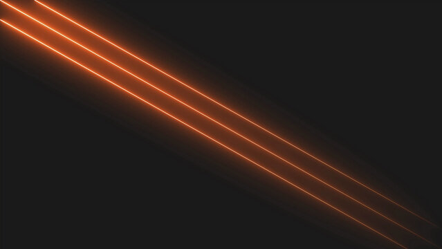Three parallel bright orange glowing light lines moving diagonally across a dark black background creating a modern abstract digital futuristic motion effect design