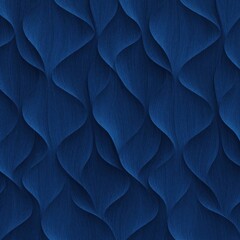 Obraz premium Deep blue abstract organic shapes create seamless wavy background pattern. Geometric relief texture repeats vertically and horizontally, ideal for interior design.