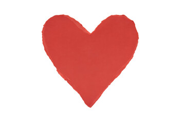 Fototapeta premium A vibrant red heart shape crafted from textured paper with visible edges, isolated on a black background, romantic or love concepts