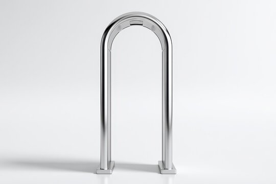 Industrial-style walk-through detector arch isolated on a bright white surface