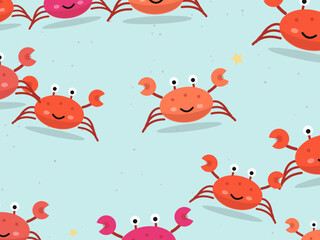Obraz premium Adorable Crab Scatter Coastal Background Vector