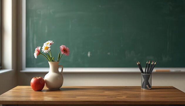 A beautiful desk setup for celebrating teacher's day in a classroom