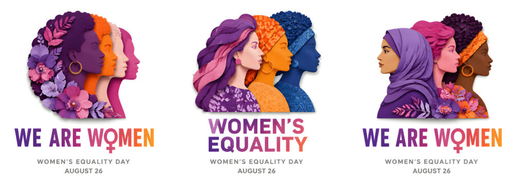 We are women. Women's Equality. Women's Equality Day set.
