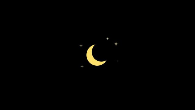 Animated moon and star icons with simple smooth motion for night, sleep, relaxation, and video editing.