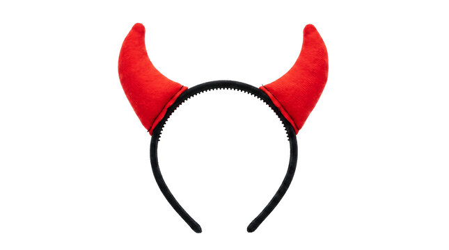 Red devil horns headband for Halloween costume parties and dress-up events isolated on white