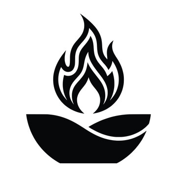 Bold Stylized Fire Flame Symbol with Smooth Curved Foundation