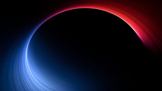 Abstract red and blue glowing arc on black background