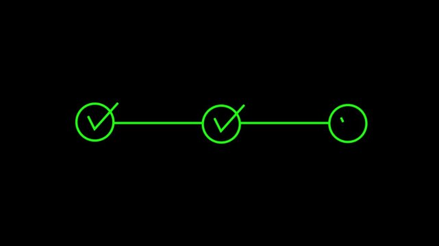 3 Steps Abstract Infographic Process with Check Mark Icon Animation. Step-by-step process icon animation and inspirational background. 