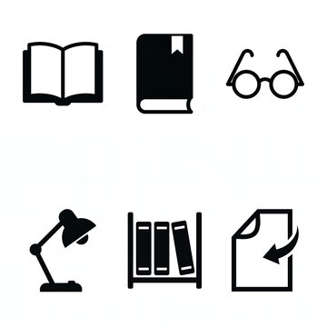 Reading Icon Set for Library and Education App Design