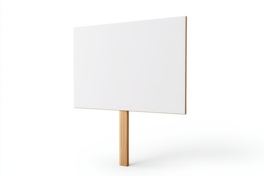 Isolated yard sign frame with wooden stake and blank advertising board