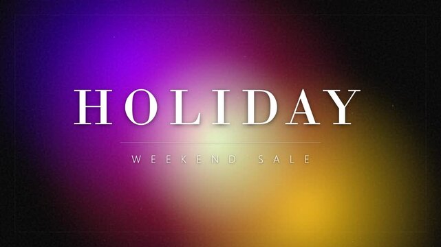 Holiday Weekend Sale Typography Motion Graphic with Colorful Light Leaks