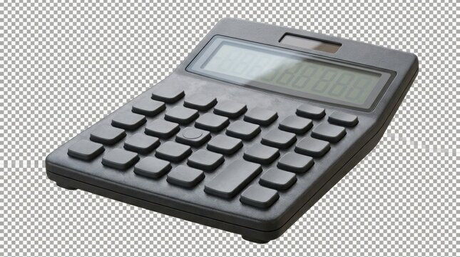 Black electronic calculator isolated on white background for business and finance concepts.