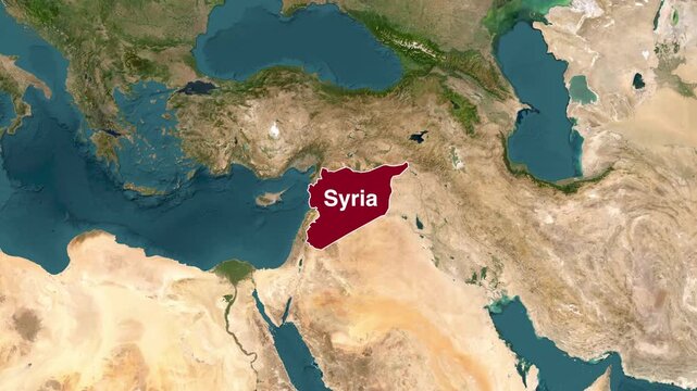Syria Map Highlight Zoom In Satellite World Map Middle East Geography Motion Graphic
