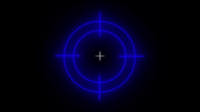 Glowing neon light target icon animation, Military target icon animation on black background. Crosshair, gun aim, sniper target.4k video