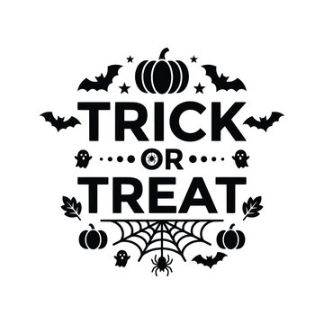 Classic Trick or Treat Halloween Typography with Spooky Decorations
