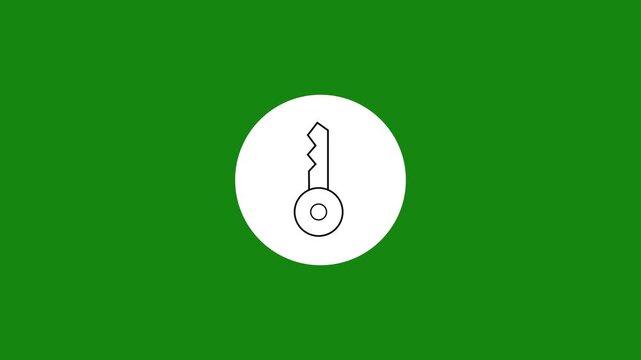 Animated Single Key Line Icon in Circle Motion Graphic Element for Unlock Access Password Security UI UX Design