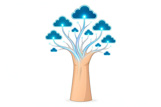 Cloud Network Tree Technology Icon