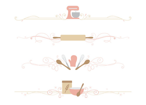 A set of baking themed divider lines
