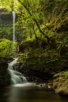 Lami&ntilde;a Waterfalls, also Known as &Uacute;rsula Waterfalls, in Saja-Besaya Natural Park, Cantabria, Spain