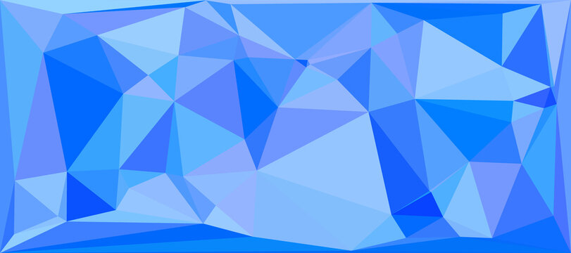 Abstract blue geometric low poly background with triangular shapes and gradient texture.