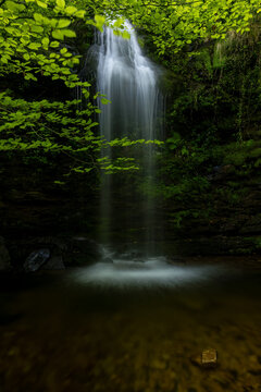 Lami&ntilde;a Waterfalls, also Known as &Uacute;rsula Waterfalls, in Saja-Besaya Natural Park, Cantabria, Spain