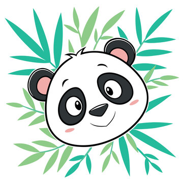 A friendly and adorable panda head in a colorful vector