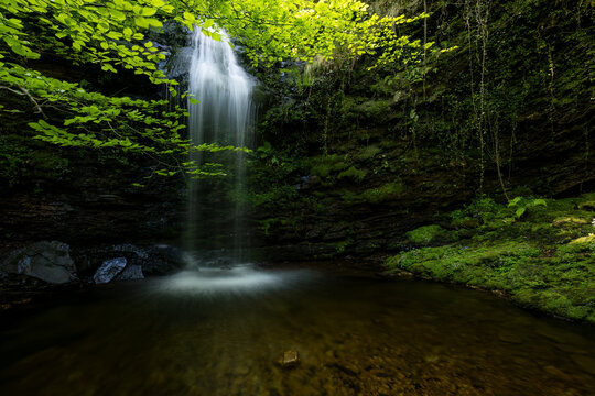 Lami&ntilde;a Waterfalls, also Known as &Uacute;rsula Waterfalls, in Saja-Besaya Natural Park, Cantabria, Spain