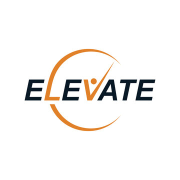 lettering word mark elevate with human people for leadership logo design	