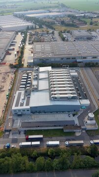 Data center and electrical infrastructure viewed from above in Siziano, Italy
