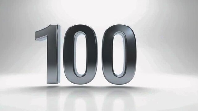 Shiny Chrome Number 100 3D Rendering for Anniversary and Achievement