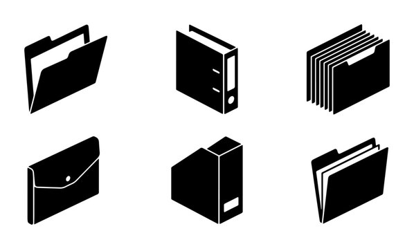 Office Organization Icons: Document Folders, Binders, and Filing Solutions for Business Records Management
