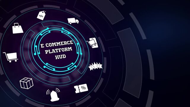 Managing online storefront inventories with a modern e-commerce platform hud layout featuring blue neon circular UI components