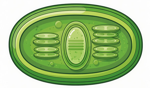 Illustration of a chloroplast, the powerhouse of a plant cell, isolated on transparent background