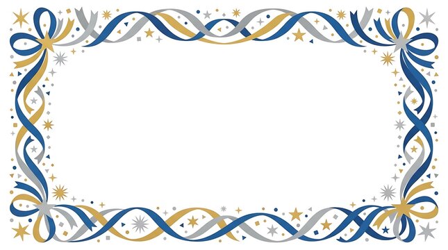 Elegant gold and blue floral frame border vector illustration for invitations and design templates