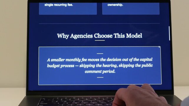 Law enforcement leadership reviews automated license plate ALPR network sales slide deck capital expendature alternatives avoiding public view concept