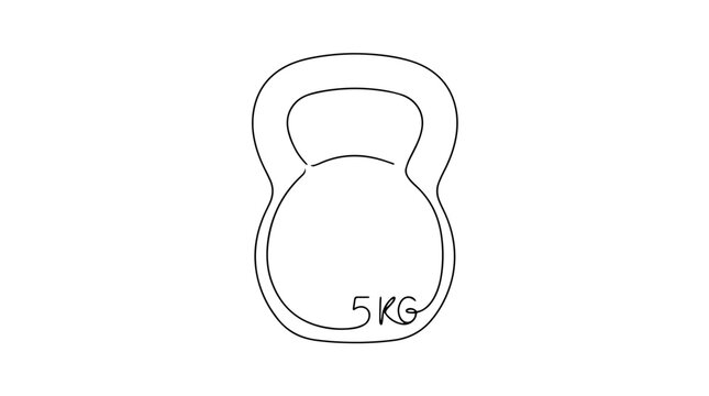 Continuous line drawing of a 5kg kettlebell. Minimalist fitness equipment vector illustration. Weight loss and exercise theme