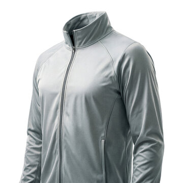 Sports windbreaker jacket zipped halfway displayed with a clean silhouette on a transparent background