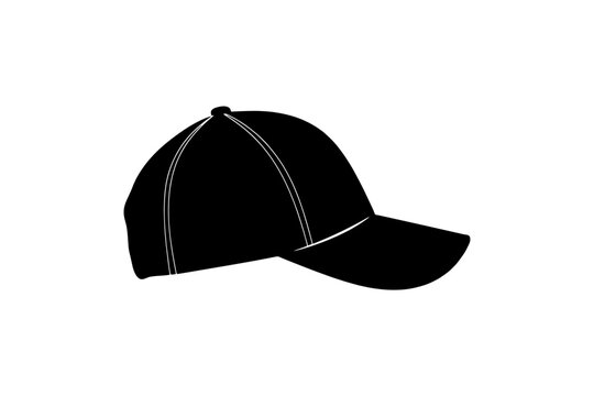 Black baseball cap vector silhouette icon representing sports visor headwear casual fashion hat and athletic apparel mockup