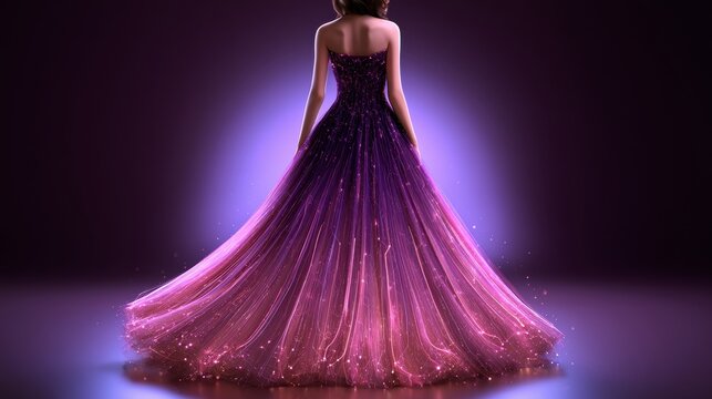 Woman wearing sparkling purple gown for special event