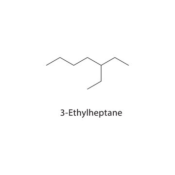 3-Ethylheptane skeletal structure. alkane compound schematic illustration. Simple diagram, chemical formula.