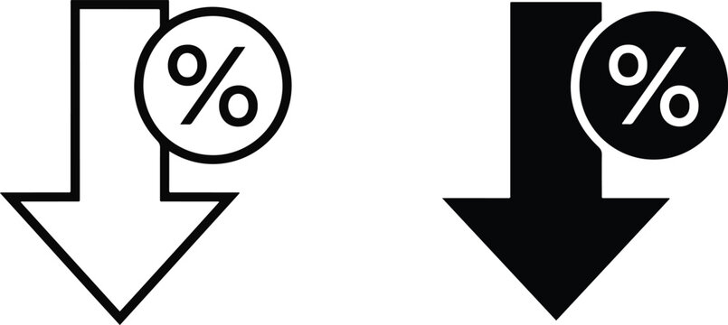 Percentage decrease down arrow finance icon