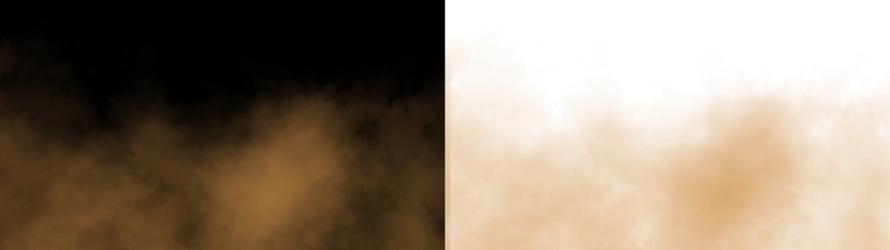 Brown Fog Overlay, dusty brown haze clouds on transparent background, realistic sepia dust fog texture for desert scenes, warm atmosphere compositing and design
