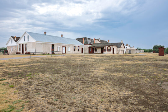The historic structures along Officers' Row at the Fort Laramie National Historic Site in Wyoming.