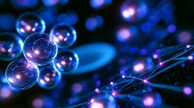 Glowing cellular network connection representing science and biotechnology