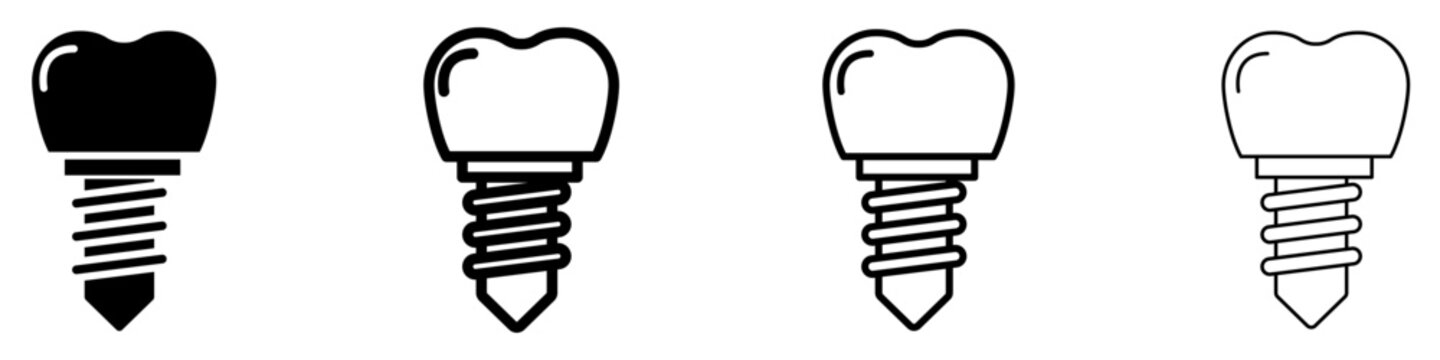 Dental implant solid glyph icon for dentistry